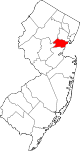 Mapa de Nueva Jersey con la ubicación del condado de Union