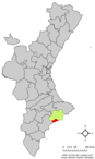 Localización de Villajoyosa respecto a la Comunidad Valenciana