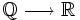 \mathbb{Q} \longrightarrow \mathbb{R}