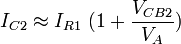 I_{C2} \approx I_{R1}\ (1 + \frac{V_{CB2}}{V_A})