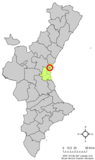 Localización de Albalat dels Sorells respecto al País Valenciano