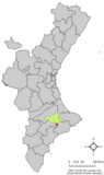 Localización de Alcolecha respecto a la Comunidad Valenciana