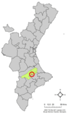 Localización de Adzaneta de Albaida respecto a la Comunidad Valenciana