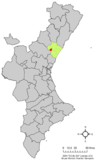 Localización de Eslida respecto al País Valenciano
