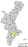 Localización de Onil respecto a la Comunidad Valenciana
