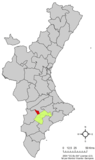 Localización de Bañeres respecto a la Comunidad Valenciana