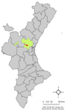 Localización de Benaguacil respecto a la Comunidad Valenciana