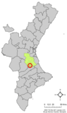 Localización de Benegida respecto al País Valenciano