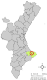 Localización de Benidoleig respecto a la Comunidad Valenciana