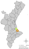Localización de Beniflá respecto a la Comunidad Valenciana
