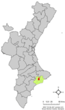 Localización de Benimantell respecto a la Comunidad Valenciana