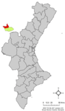Localización de Castielfabib respecto al País Valenciano