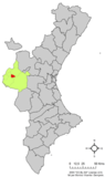 Localización de Caudete de las Fuentes respecto a la Comunidad Valenciana
