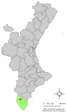 Localización de Cox respecto a la Comunidad Valenciana