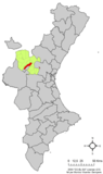 Localización de Domeño respecto al País Valenciano