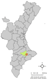 Localización de Facheca respecto a la Comunidad Valenciana.
