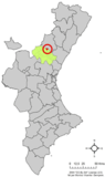 Localización de Higueras respecto a la Comunidad Valenciana
