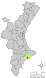 Localización de Finestrat respecto a la Comunidad Valenciana