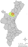 Localización de Gaibiel respecto a la Comunidad Valenciana
