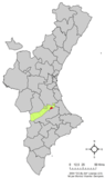 Localización de Genovés respecto a la Comunidad Valenciana