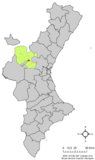 Localización de Losa del Obispo respecto a la Comunidad Valenciana