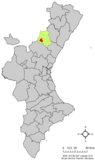 Localización de Montanejos respecto a la Comunidad Valenciana