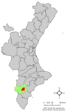 Localización de Novelda respecto a la Comunidad Valenciana
