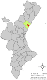 Localización de Nules respecto a la Comunidad Valenciana