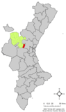 Localización de Pedralba respecto a la Comunidad Valenciana