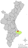 Localización de Pego respecto a la Comunidad Valenciana