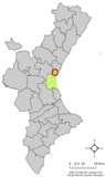 Localización de Rafelbuñol respecto al País Valenciano