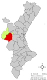 Localización de Requena respecto a la Comunidad Valenciana