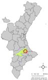 Localización de Rugat respecto a la Comunidad Valenciana