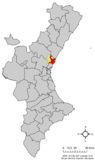 Localización de Sagunto respecto a la Comunidad Valenciana