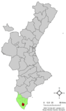 Localización de San Miguel de Salinas respecto a la Comunidad Valenciana