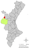 Localización de Sinarcas en la Comunidad Valenciana