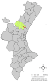 Localización de Soneja respecto a la Comunidad Valenciana