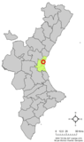 Localización de Tabernes Blanques respecto a la Comunidad Valenciana