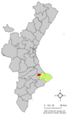 Localización de Vall de Gallinera respecto a la Comunidad Valenciana