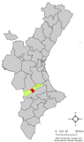 Localización de Vallada en la Comunidad Valenciana