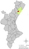 Localización de Vilafamés respecto a la Comunidad Valenciana