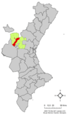 Localización de Chelva respecto a la Comunidad Valenciana