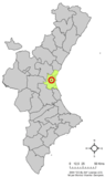 Localización de Xirivella respecto a la Comunidad Valenciana