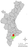 Localización de Jijona respecto a la Comunidad Valenciana