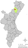 Localización de Chodos respecto a la Comunidad Valenciana
