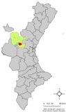 Localización de Chulilla respecto la Comunidad Valenciana