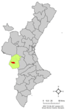 Localización de Zarra respecto a la Comunidad Valenciana