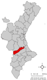 Localización de Novelé respecto a la Comunidad Valenciana