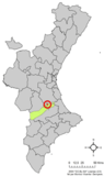 Localización de la Llosa de Ranes respecto a la Comunidad Valenciana