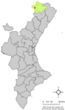 Localización de la Mata respecto al País Valenciano